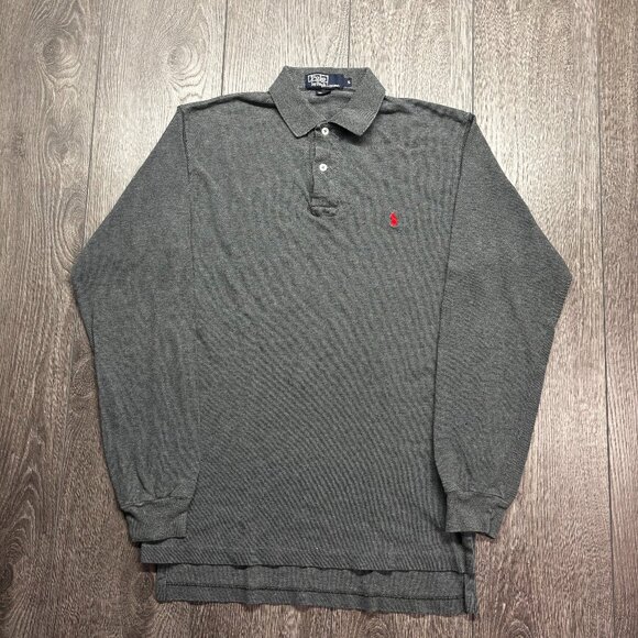 Polo Ralph Lauren Grey Polo Rugby Shirt Small Designer Prep Pony - Picture 1 of 8